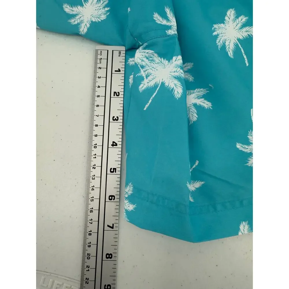 NWT Original Penguin Lined Swim Trunk Short Blue Atoll Palm Tree Size X-LARGE